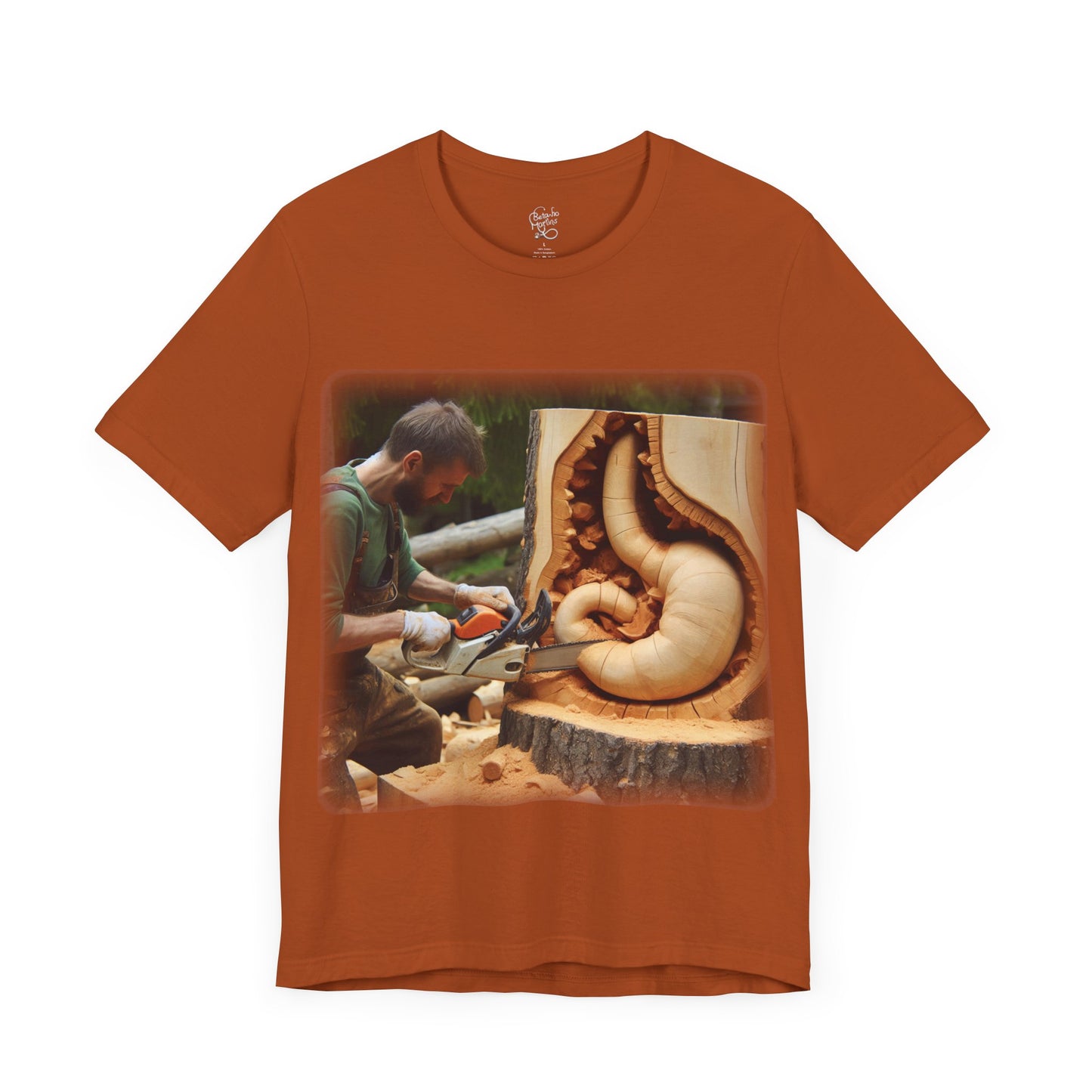 Stomach - Chainsaw wood carving (Unisex Jersey Short Sleeve T-Shirt)