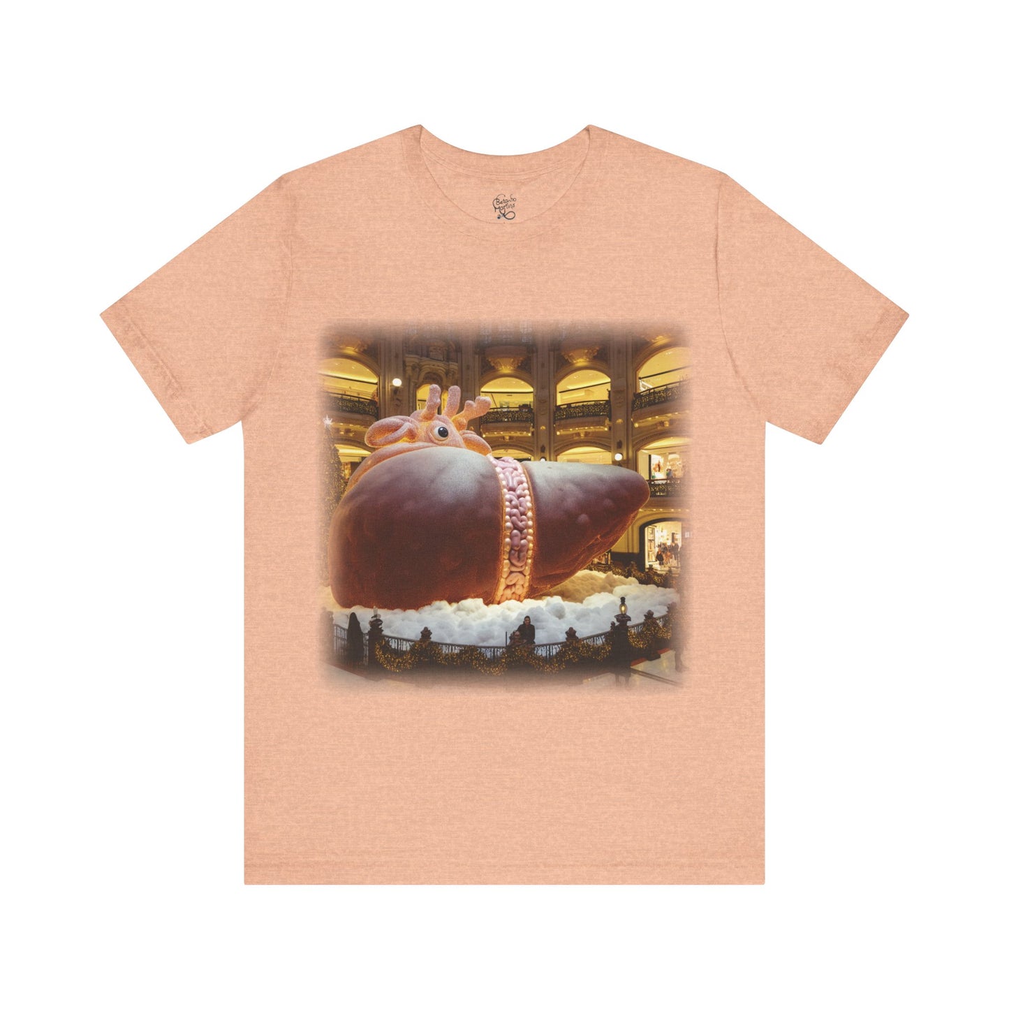 Liver - Giant reindeer laying down plush that when seen from the side looks like a liver - Mall Christmas decorations (Unisex Jersey Short Sleeve T-Shirt)