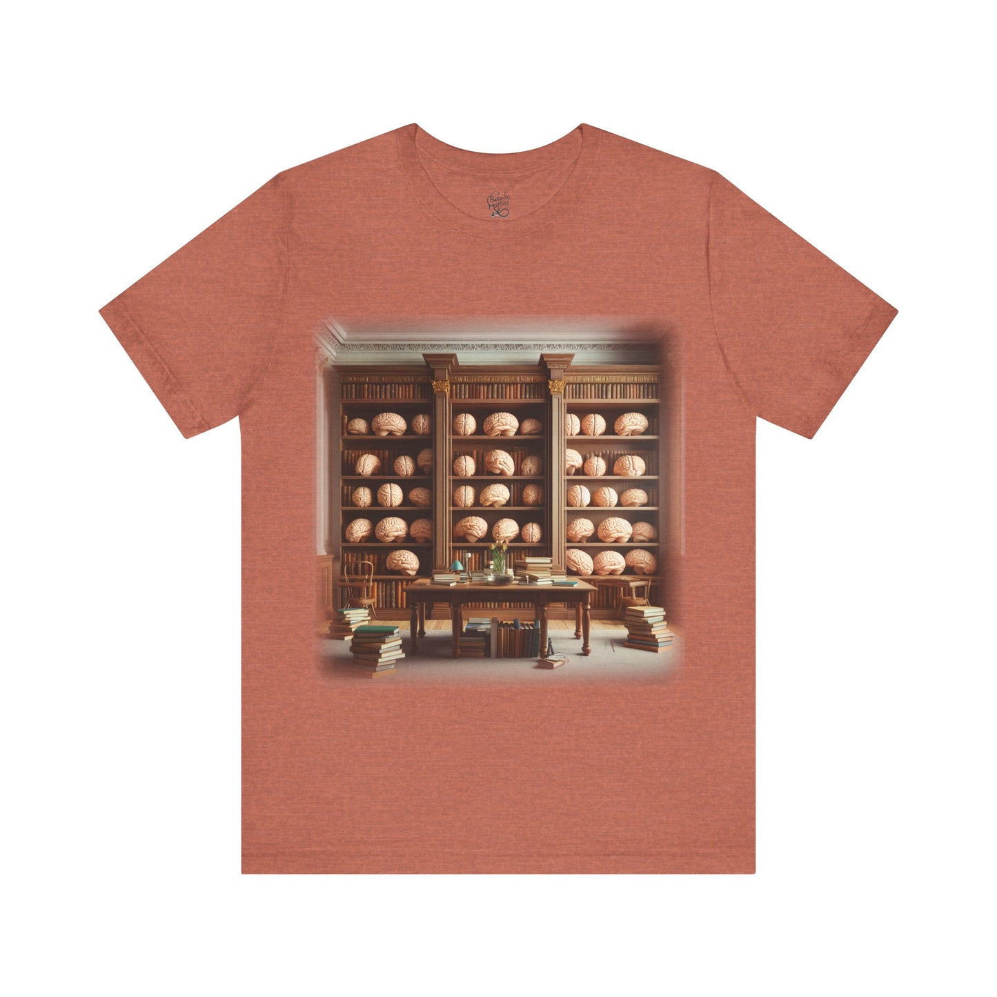 Brain - The library 1 (Unisex Jersey Short Sleeve T-shirt)