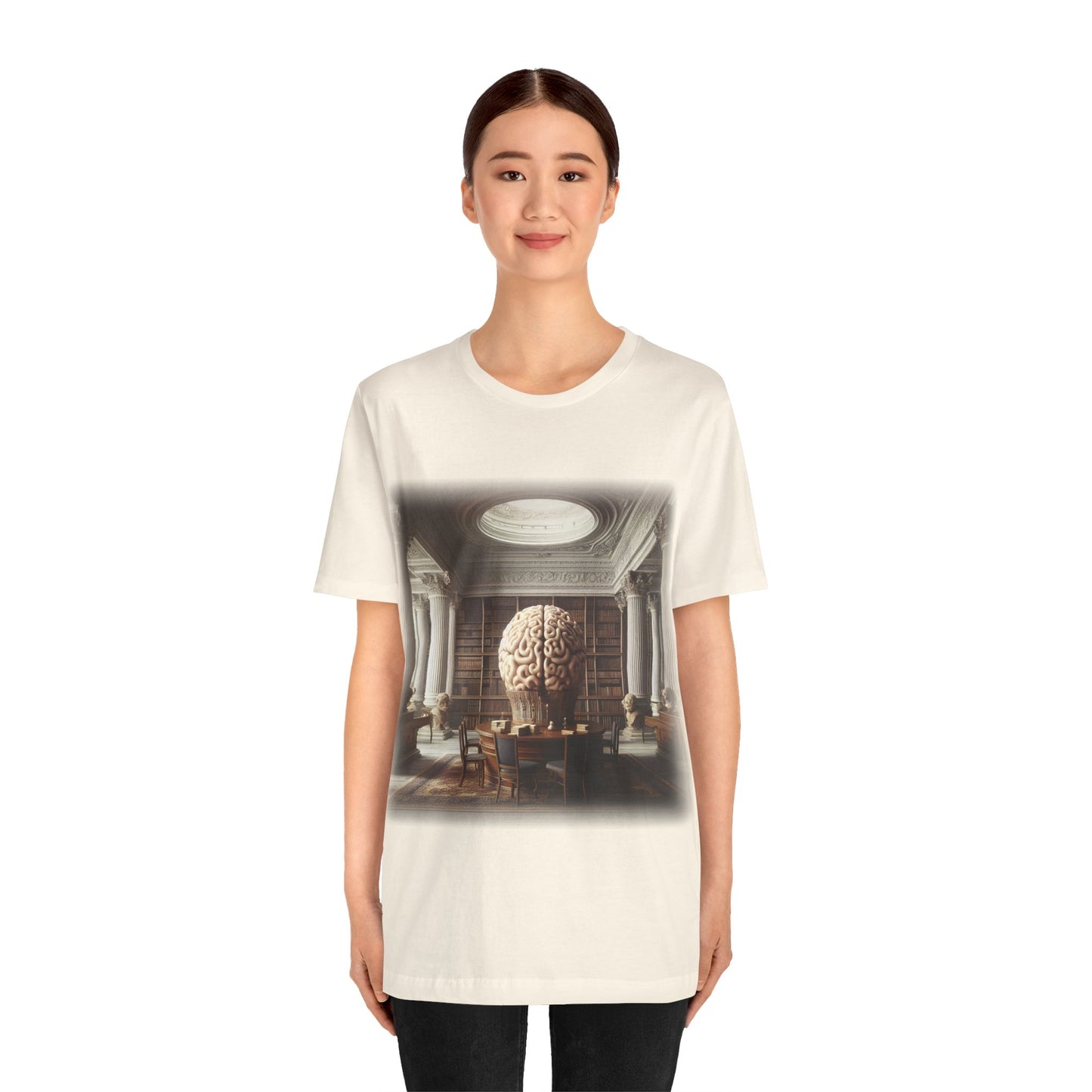 Brain - The library 2 (Unisex Jersey Short Sleeve T-shirt)