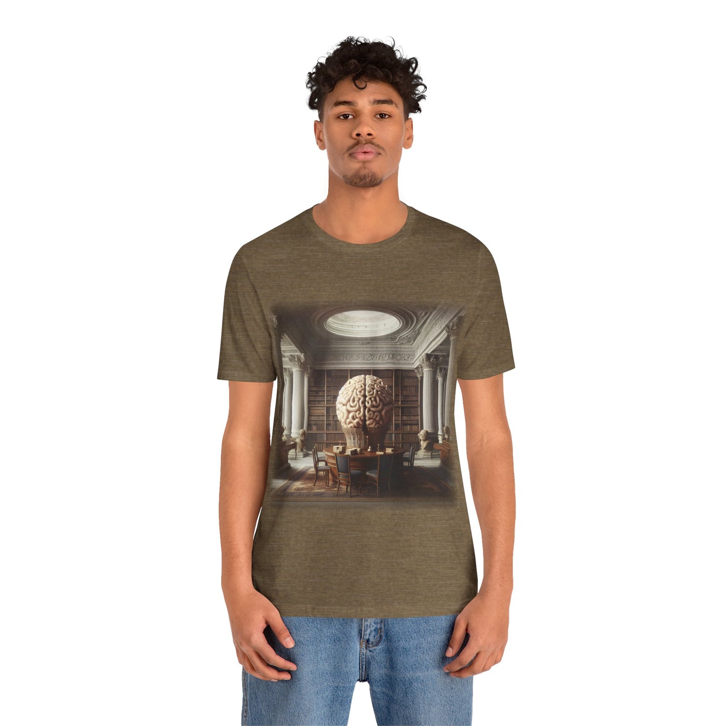 Brain - The library 2 (Unisex Jersey Short Sleeve T-shirt)