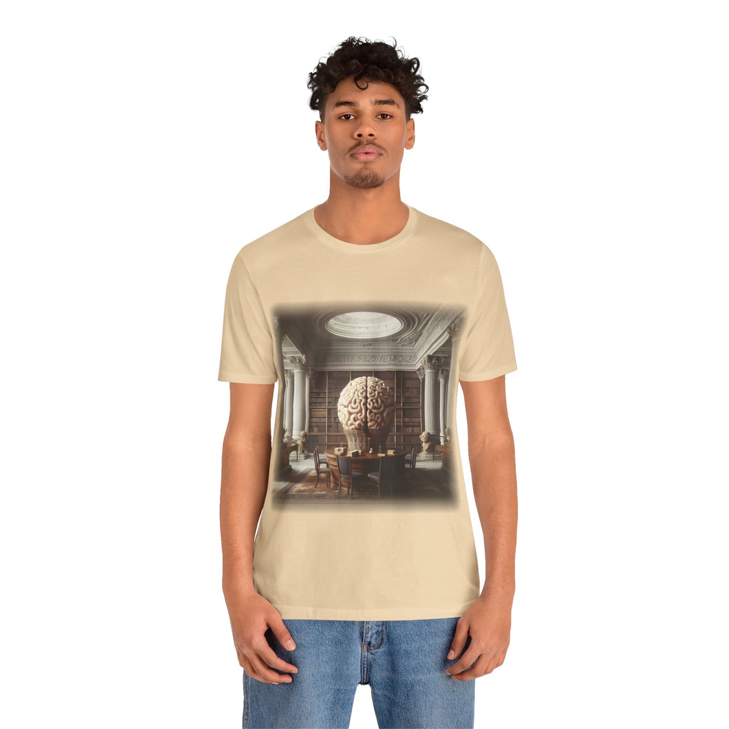 Brain - The library 2 (Unisex Jersey Short Sleeve T-shirt)