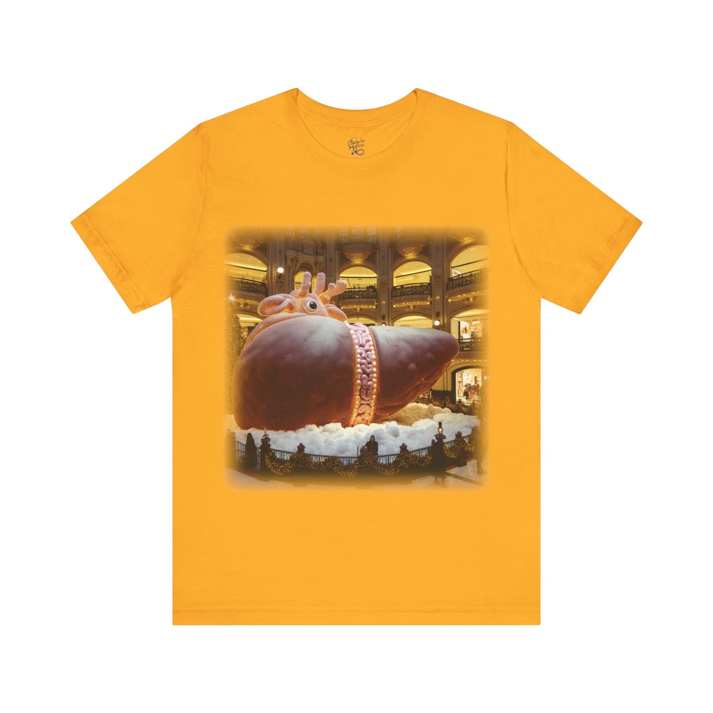 Liver - Giant reindeer laying down plush that when seen from the side looks like a liver - Mall Christmas decorations (Unisex Jersey Short Sleeve T-Shirt)
