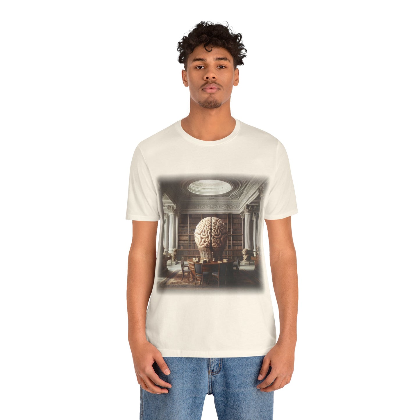 Brain - The library 2 (Unisex Jersey Short Sleeve T-shirt)