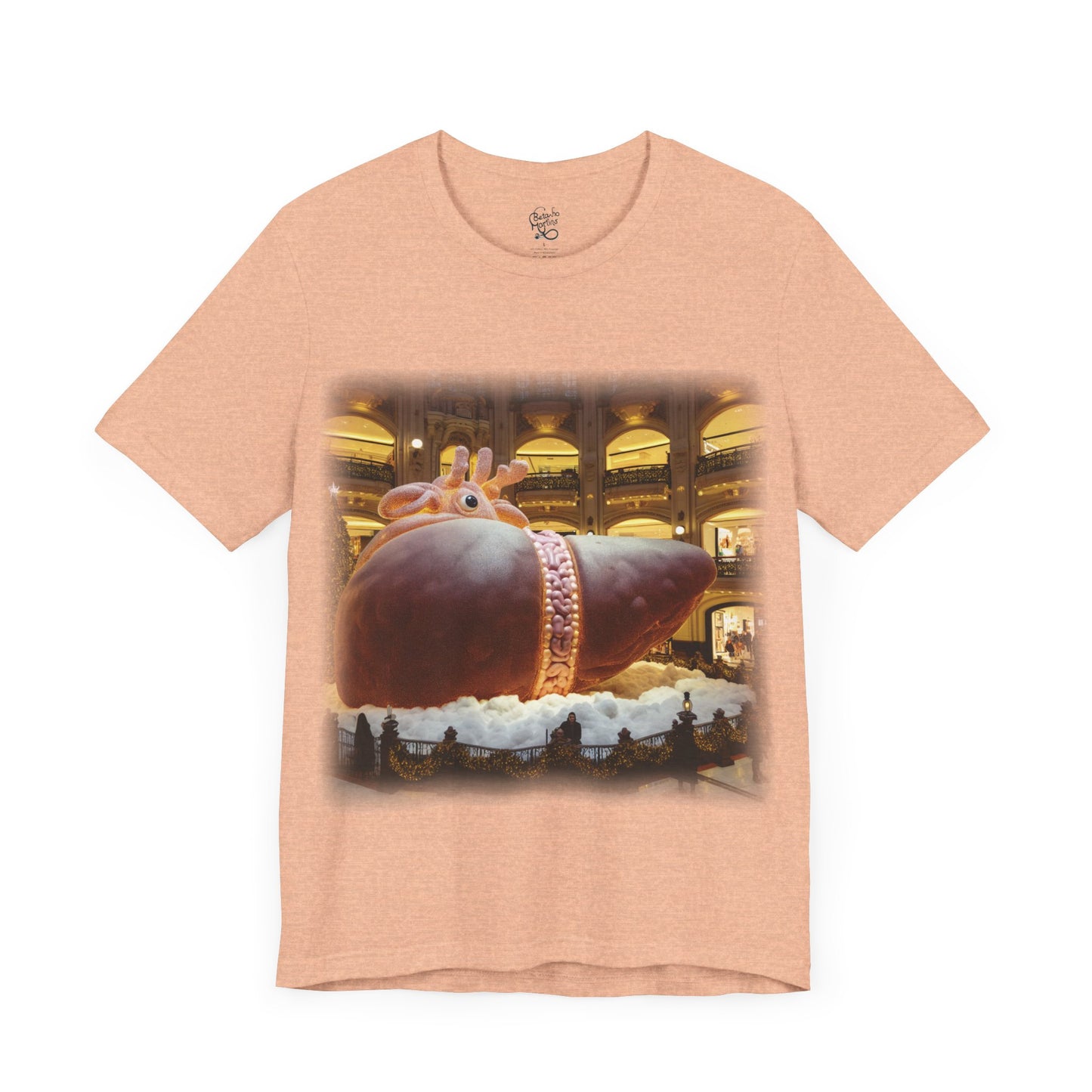 Liver - Giant reindeer laying down plush that when seen from the side looks like a liver - Mall Christmas decorations (Unisex Jersey Short Sleeve T-Shirt)
