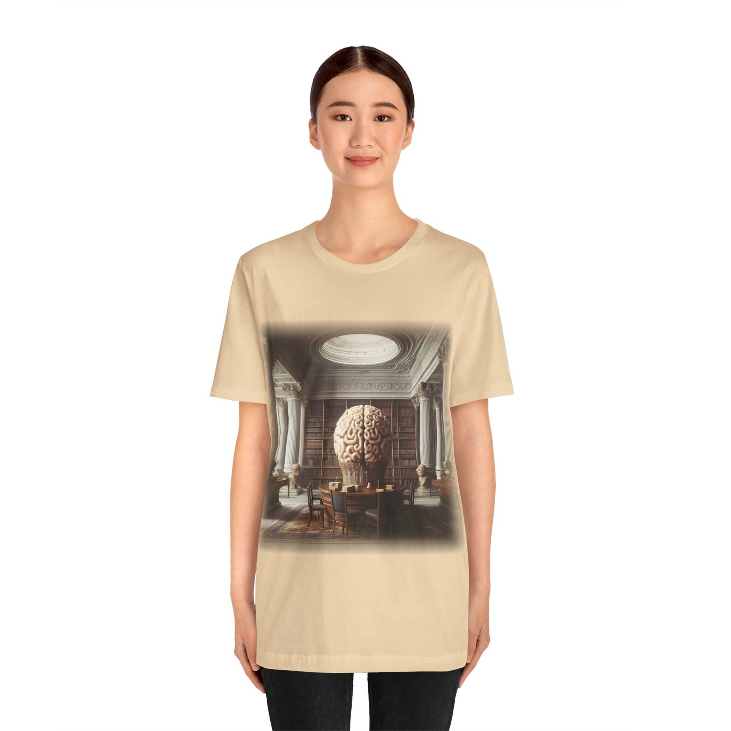 Brain - The library 2 (Unisex Jersey Short Sleeve T-shirt)