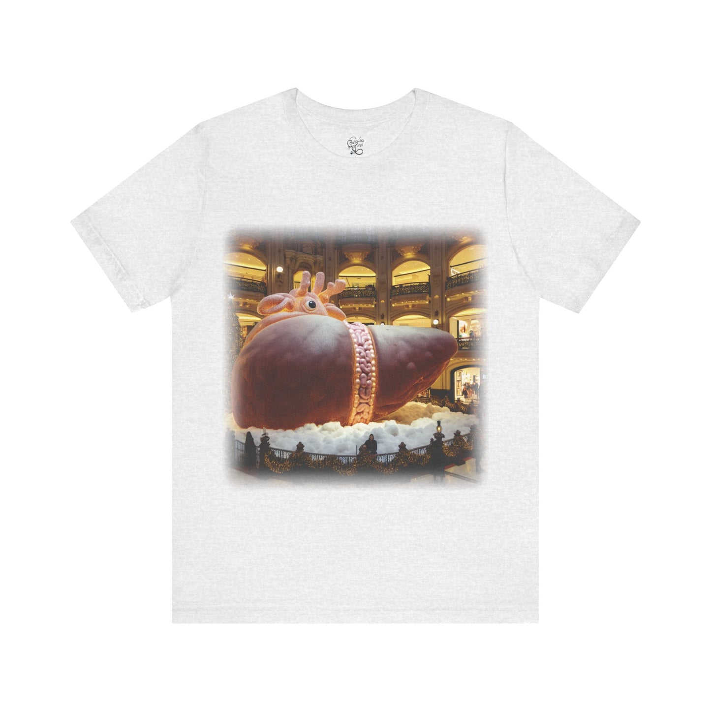 Liver - Giant reindeer laying down plush that when seen from the side looks like a liver - Mall Christmas decorations (Unisex Jersey Short Sleeve T-Shirt)