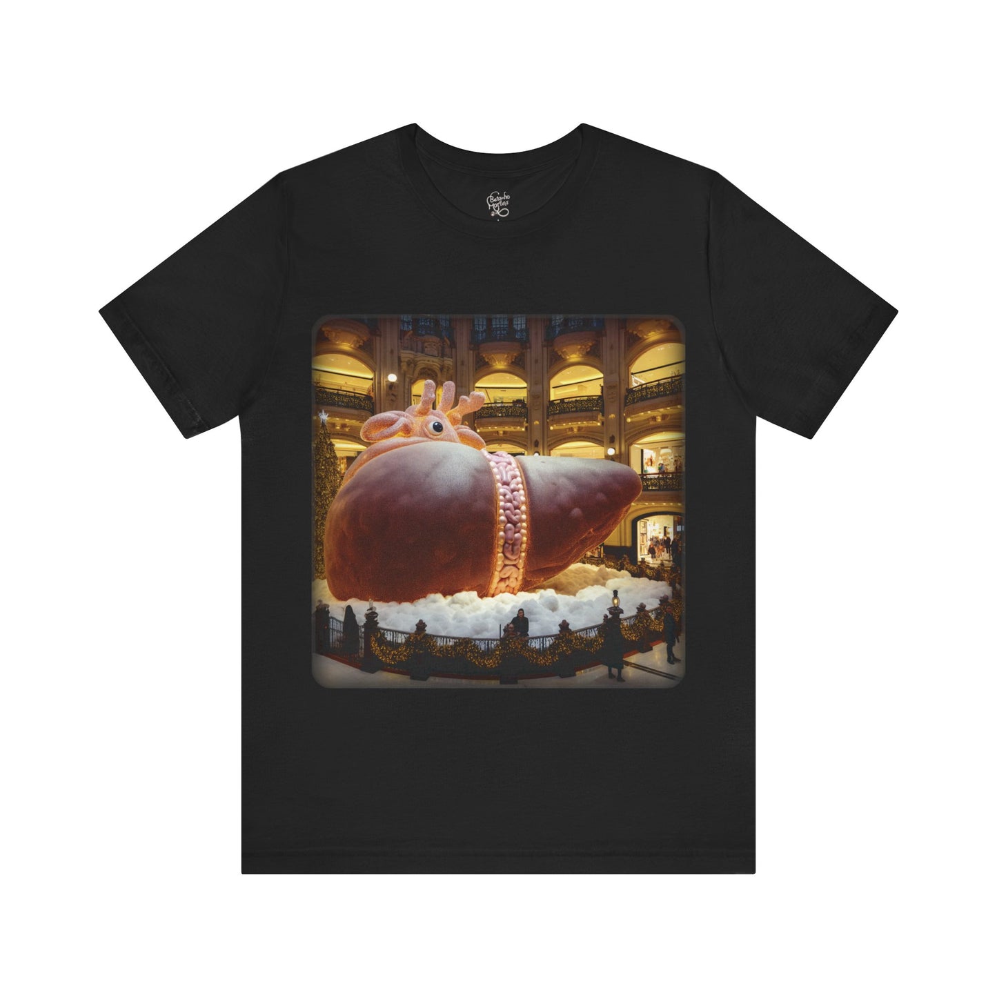 Liver - Giant reindeer laying down plush that when seen from the side looks like a liver - Mall Christmas decorations (Unisex Jersey Short Sleeve T-Shirt)